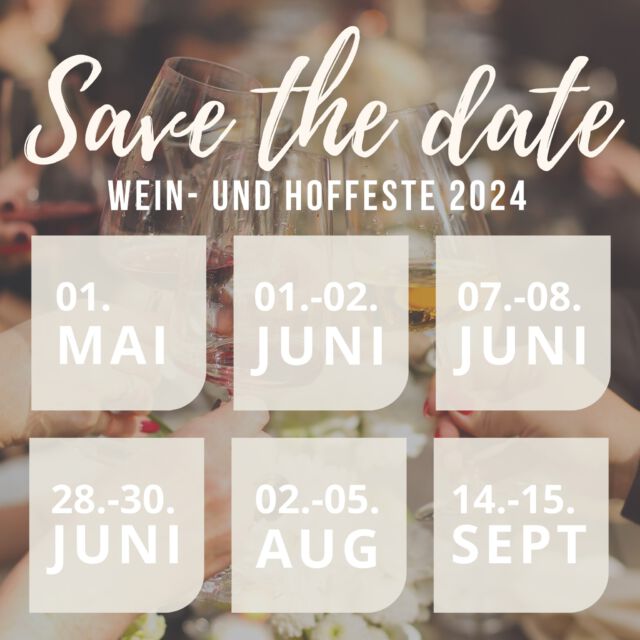 [ F E S T E  I N  2 0 2 4 ]

Neues Jahr, neue Termine 🥳 Auch in 2024 lassen wir mal wieder keine Möglichkeit aus, um mit Euch zu feiern, leckere Weine und gutes Essen zu genießen und gute Gespräche zu führen. 

Aufgeführt haben wir hier erst mal alle unsere Wein- und Hoffeste, die in Nierstein und Schwabsburg stattfinden. Alle weiteren Veranstaltungen sowie Details findet ihr auf mueller-schwabsburg.de und schneider-nierstein.de ! 

__

[ W I N E  P A R T I E S  I N  2 0 2 4 ]

New year, new dates 🥳 In 2024 we will once again not miss any opportunity to celebrate with you, enjoy delicious wines and good food and have good conversations.

We have listed all of our wine and farm festivals that take place in Nierstein and Schwabsburg here. All other events and details can be found on mueller-schwabsburg.de and schneider-nierstein.de!

__

#weinfeste #nierstein #roterhang #wineevents #weingutschneidermueller #savethedate #winelove